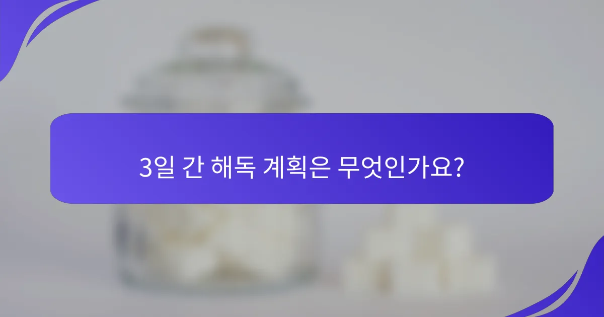 3일 간 해독 계획은 무엇인가요?