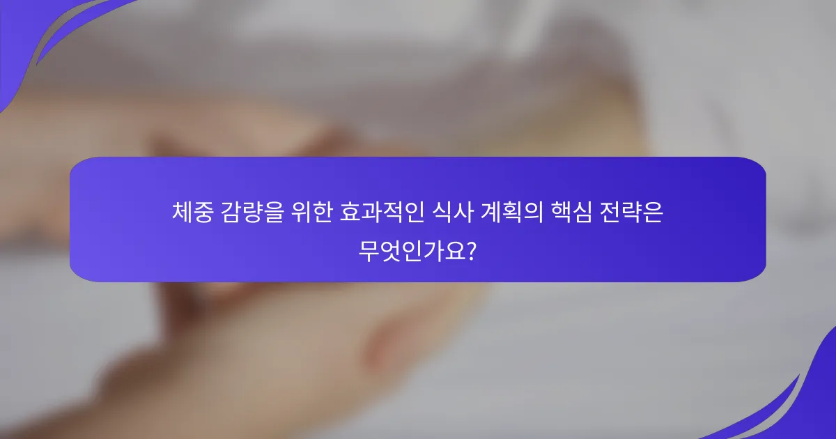 체중 감량을 위한 효과적인 식사 계획의 핵심 전략은 무엇인가요?