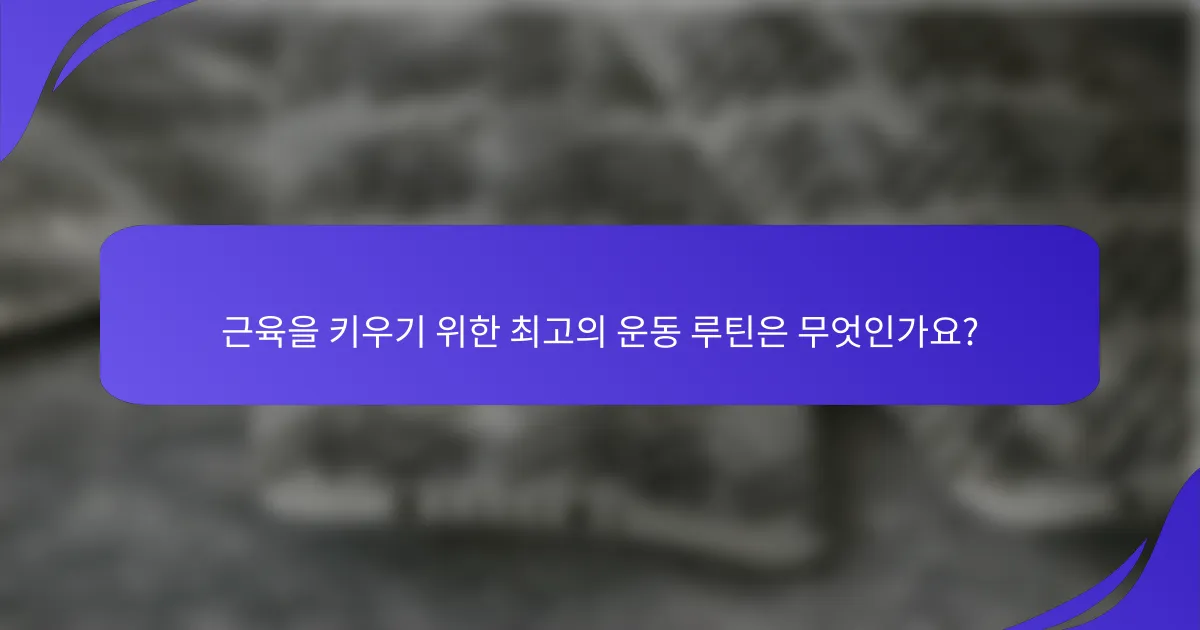 근육을 키우기 위한 최고의 운동 루틴은 무엇인가요?