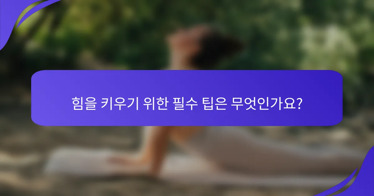 힘을 키우기 위한 필수 팁은 무엇인가요?