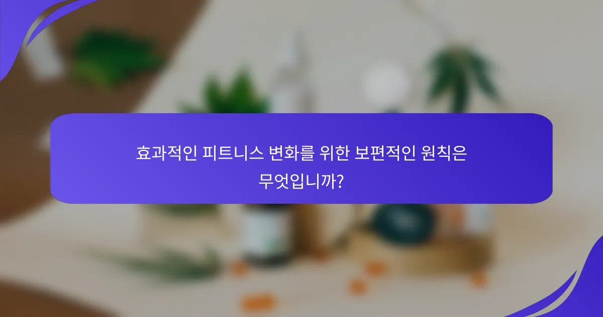 효과적인 피트니스 변화를 위한 보편적인 원칙은 무엇입니까?