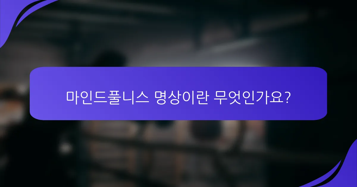 마인드풀니스 명상이란 무엇인가요?