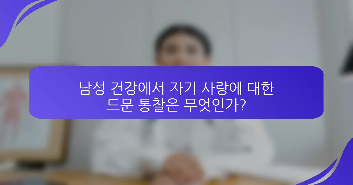 남성 건강에서 자기 사랑에 대한 드문 통찰은 무엇인가?