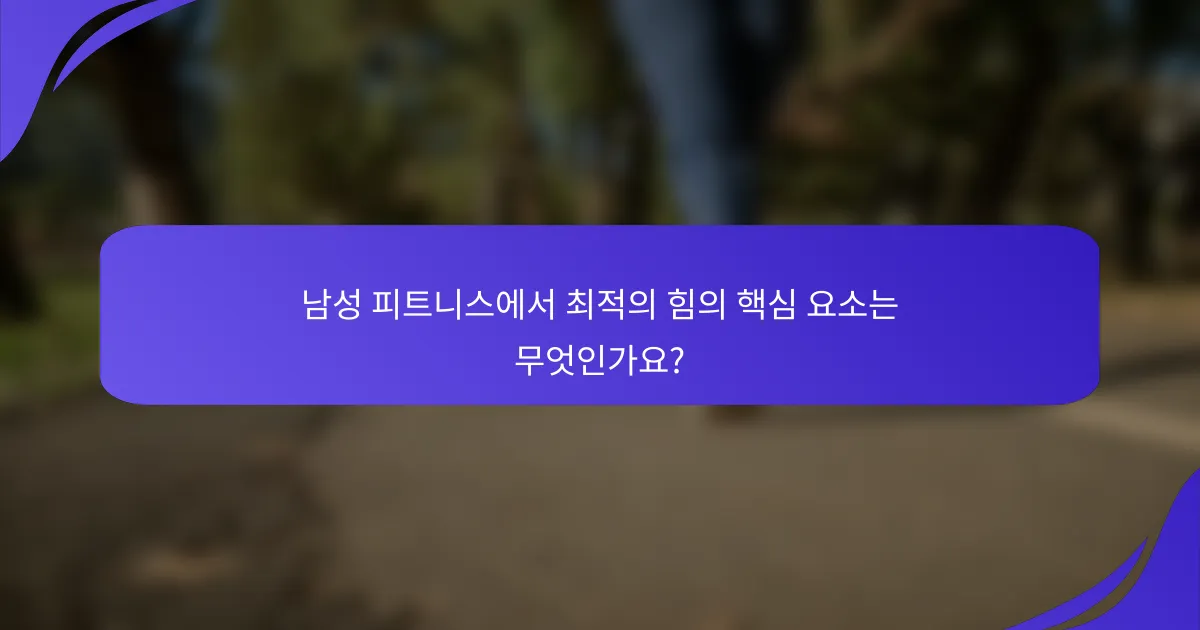 남성 피트니스에서 최적의 힘의 핵심 요소는 무엇인가요?