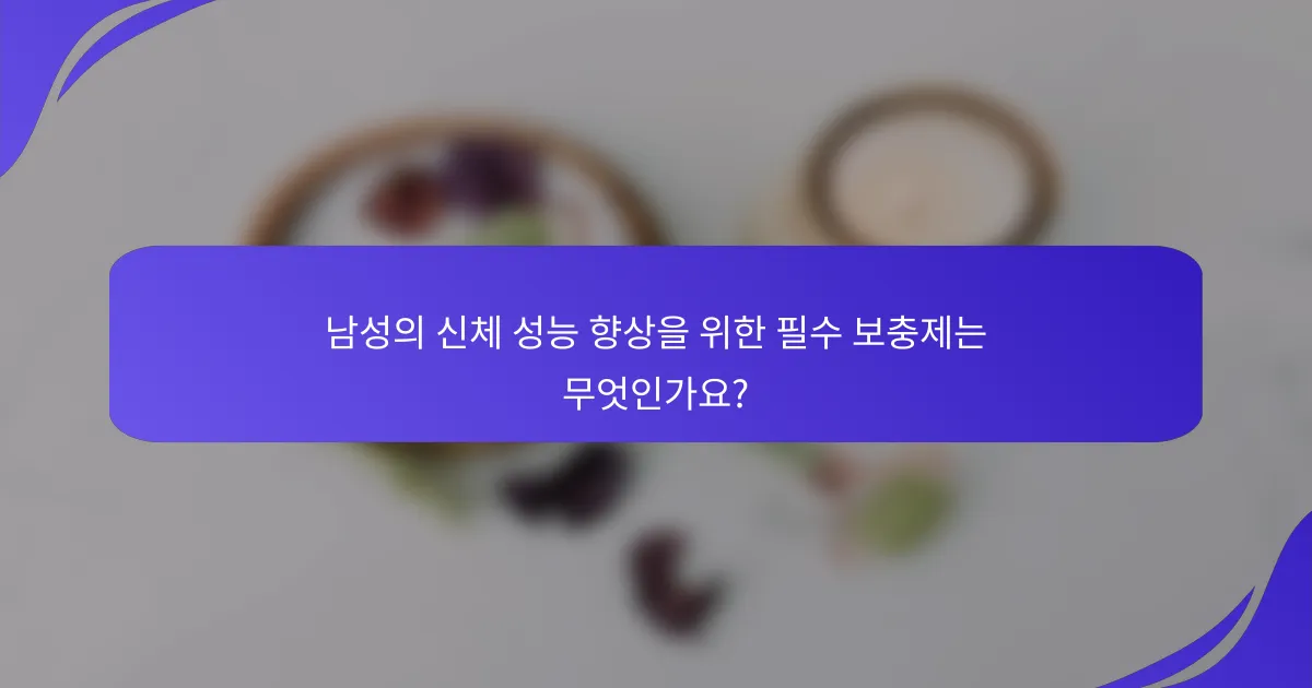 남성의 신체 성능 향상을 위한 필수 보충제는 무엇인가요?