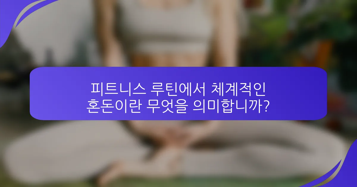 피트니스 루틴에서 체계적인 혼돈이란 무엇을 의미합니까?